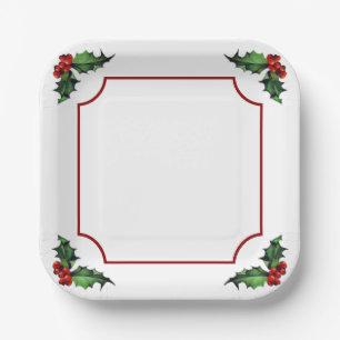 Christmas Holly Paper Plates