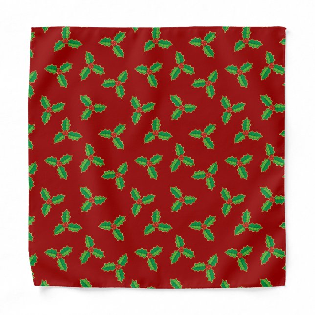 Christmas Holly Pattern Bandana (Front)