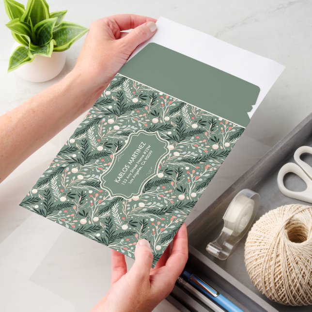 Christmas Holly Pattern Envelope Mailers (Desk)