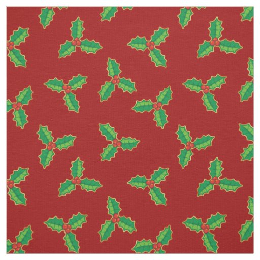 Christmas Holly Pattern Fabric