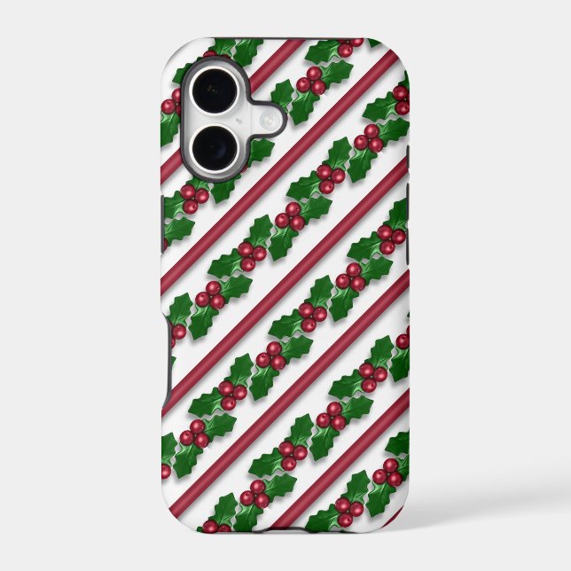 Christmas holly pattern iPhone 7 plus tough case (Back)