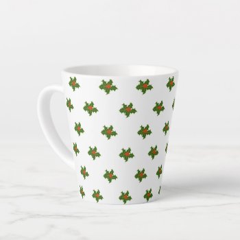 Christmas Holly Pattern  Latte Mug by ChristmasMiracle at Zazzle
