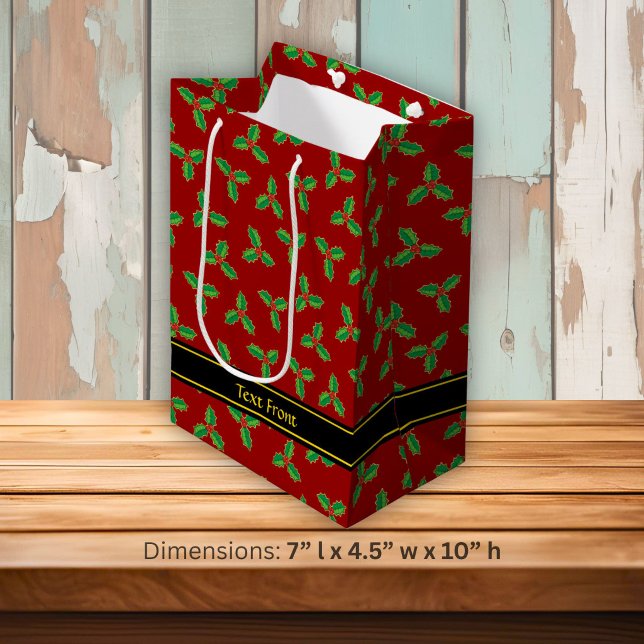 Christmas Holly Pattern Medium Gift Bag (Creator Uploaded)