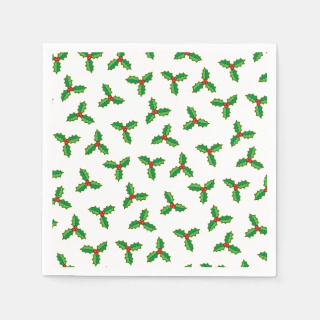 Christmas Holly Pattern Napkins (Front)