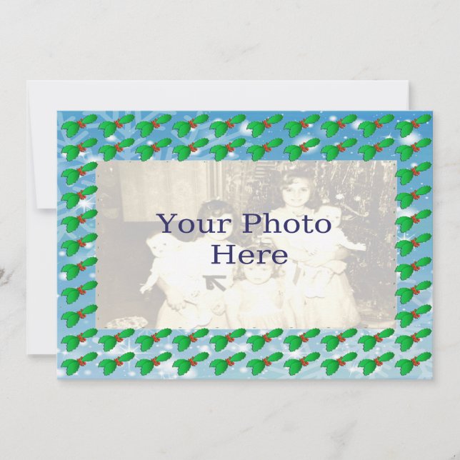 Christmas Holly Pattern Photo Card (Front)