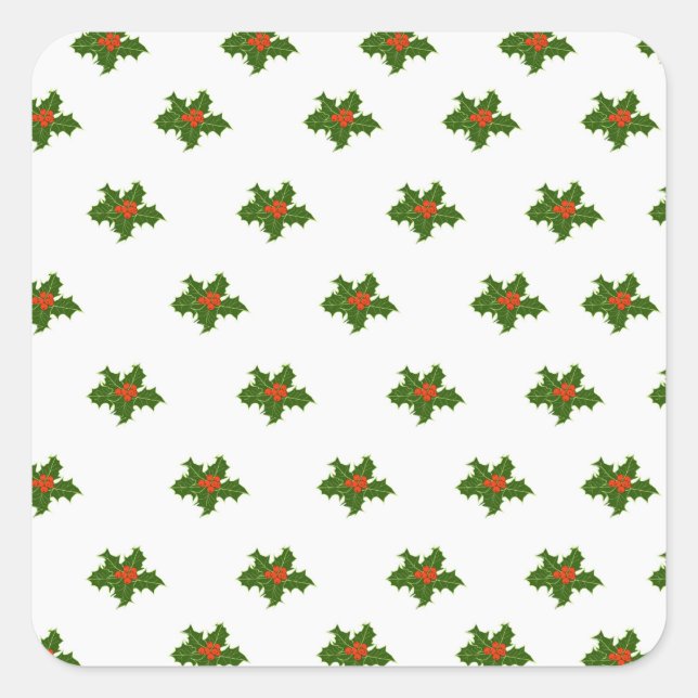 Christmas Holly Pattern  Square Sticker (Front)