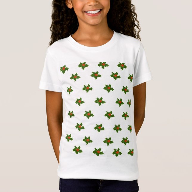 Christmas Holly Pattern    T-Shirt (Front)