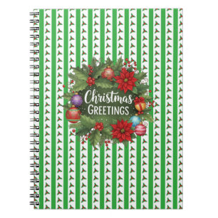 Christmas Holly Pattern with wreath Notebook