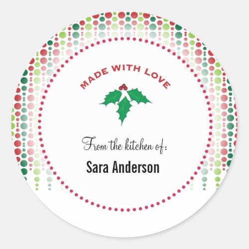 Christmas holly Personalized from the kitchen of Classic Round Sticker