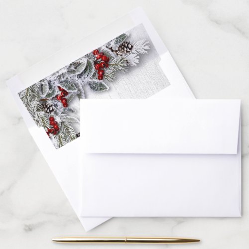 Christmas Holly Pine Branch Holiday Envelope Liner