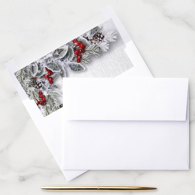 Christmas Holly Pine Branch Holiday Envelope Liner (Desk)