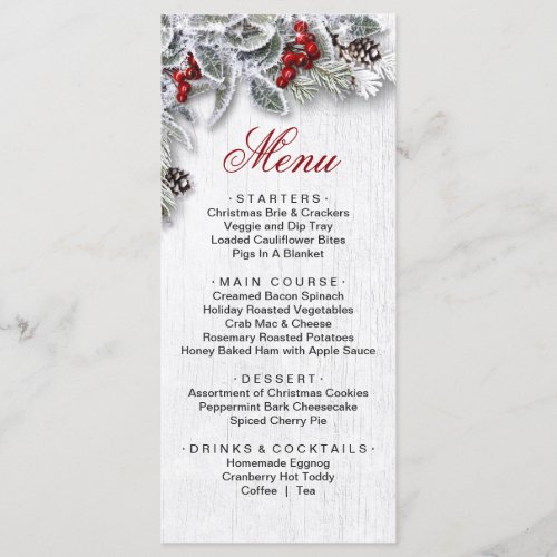 Christmas Holly Pine Christmas Holiday Dinner Menu