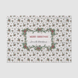Christmas Holly Pine Mistletoe White Cottage Wood Tissue Paper