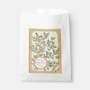 Christmas Holly Pretty Antique Greeting Favor Bag