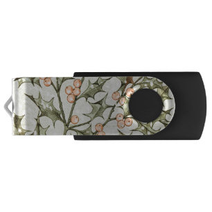 Christmas Holly Pretty Antique Greeting Flash Drive