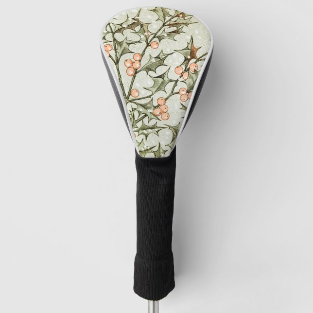 Christmas Holly Pretty Antique Greeting Golf Head Cover (Front)