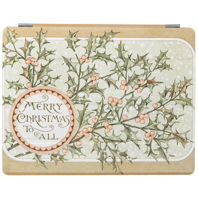 Christmas Holly Pretty Antique Greeting iPad Smart Cover (Horizontal)