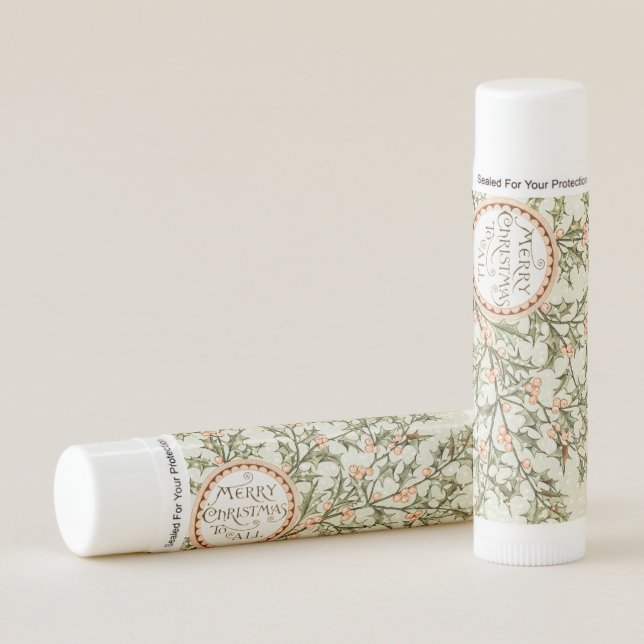Christmas Holly Pretty Antique Greeting Lip Balm (Front)