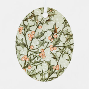 Christmas Holly Pretty Antique Greeting Metal Ornament