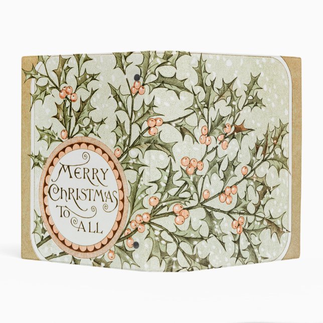 Christmas Holly Pretty Antique Greeting Mini Binder (Background)