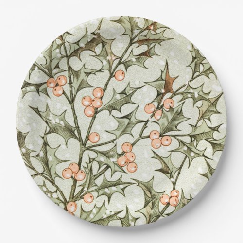 Christmas Holly Pretty Antique Greeting Paper Plates