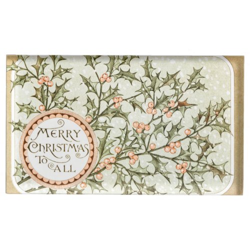 Christmas Holly Pretty Antique Greeting Place Card Holder