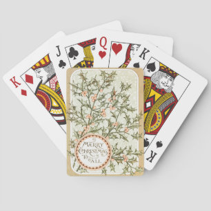 Christmas Holly Pretty Antique Greeting Poker Cards