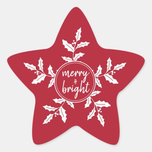 Christmas Holly Red and White Bright Star Sticker