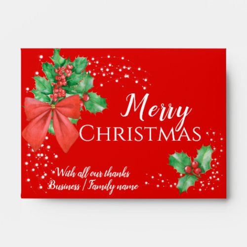 Christmas Holly Red Cash Gift  Envelope
