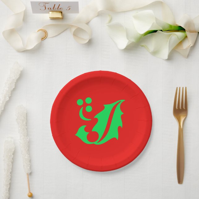 Christmas Holly Red Green 4Geri Paper Plates (Wedding)
