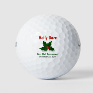 Christmas Holly Red Green Holiday Tournament Golf Balls