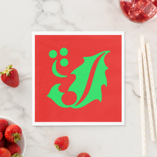 Christmas Holly Red Green Xmas Paper Napkins