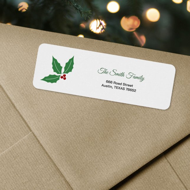 Christmas Holly Return Address Label (Christmas Holly Return Address Label)