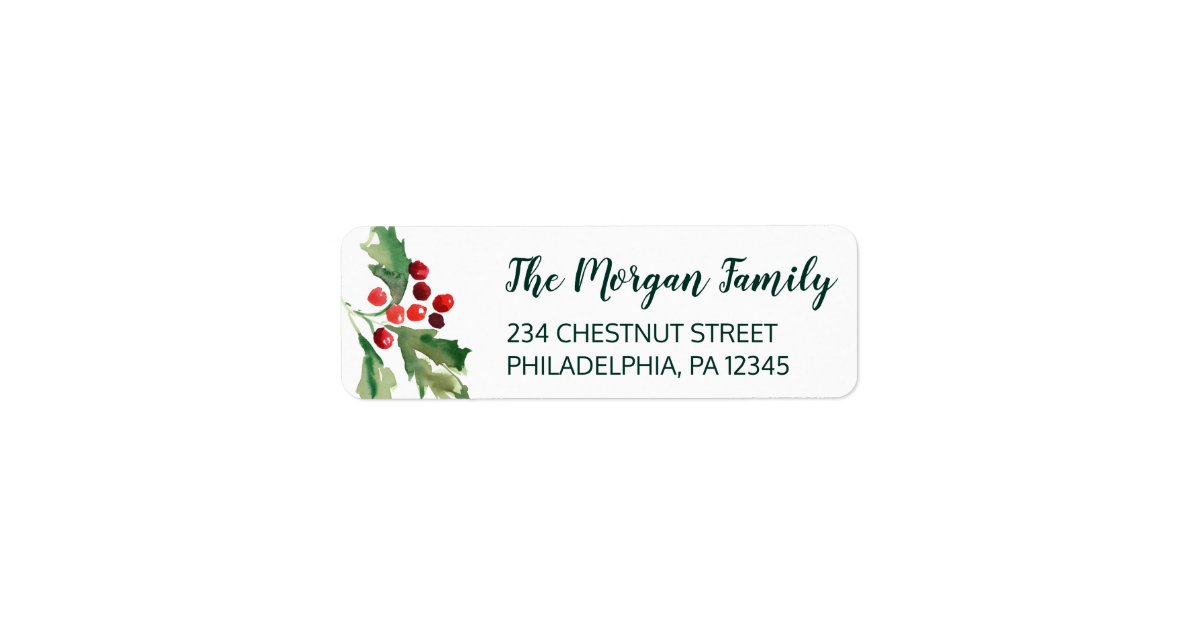 Christmas Holly Return Address Labels | Zazzle