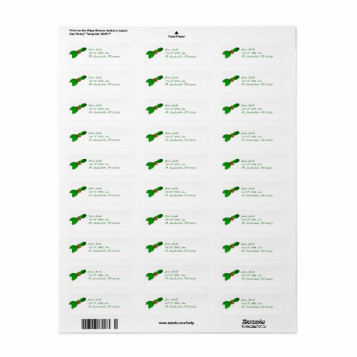 Christmas Holly Return Address Labels | Zazzle