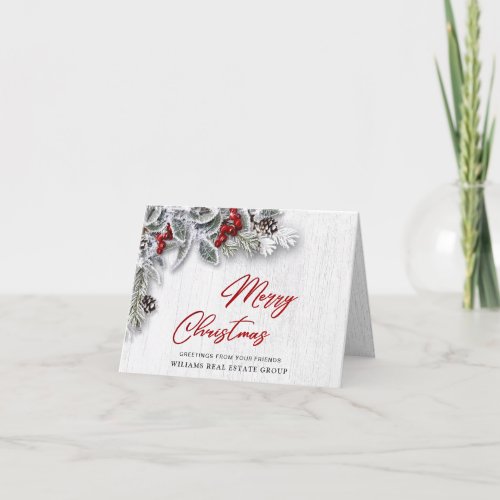 Christmas Holly Rustic Corporate Greeting Holiday Card