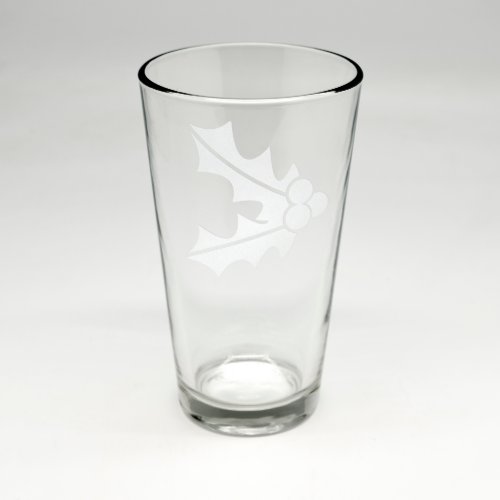 Christmas Holly Sand Etched Pint Glass