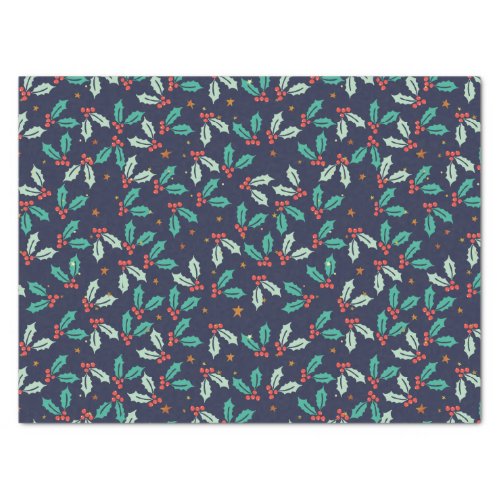 Christmas Holly Seamless Pattern Tissue Paper