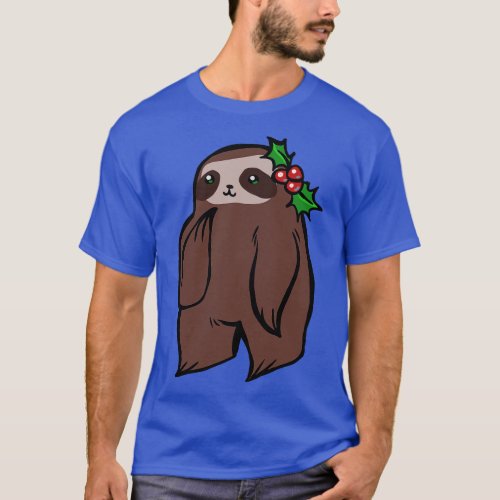 Christmas Holly Sloth T_Shirt