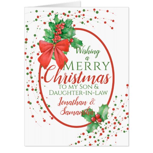 Christmas Holly Son Daughter in Law Oversized Card