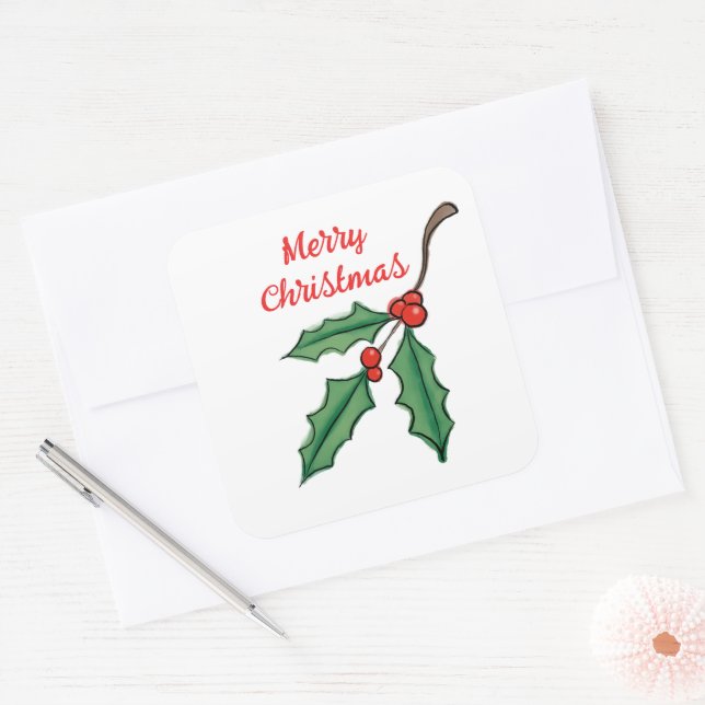 Christmas Holly Stickers  (Envelope)