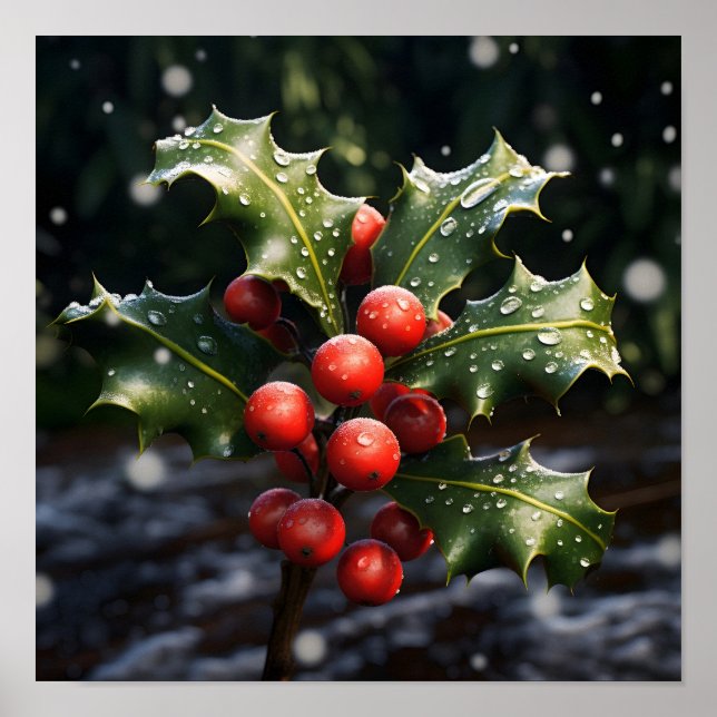 christmas holly stunning photo  poster (Front)