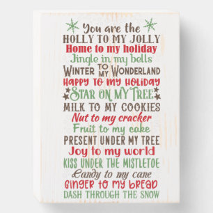 Christmas "Holly to my Jolly" Love Wood Wall Art Wooden Box Sign