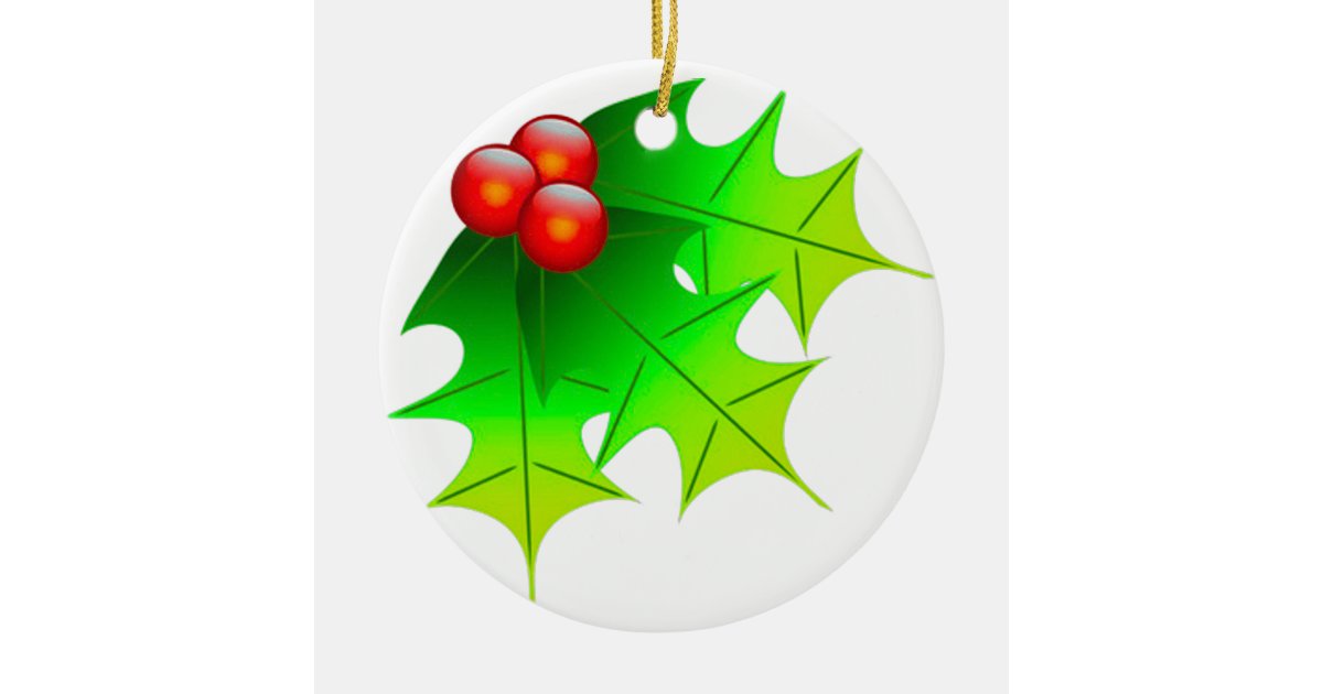 Christmas Holly Transparent Background Ceramic Ornament Zazzle Com