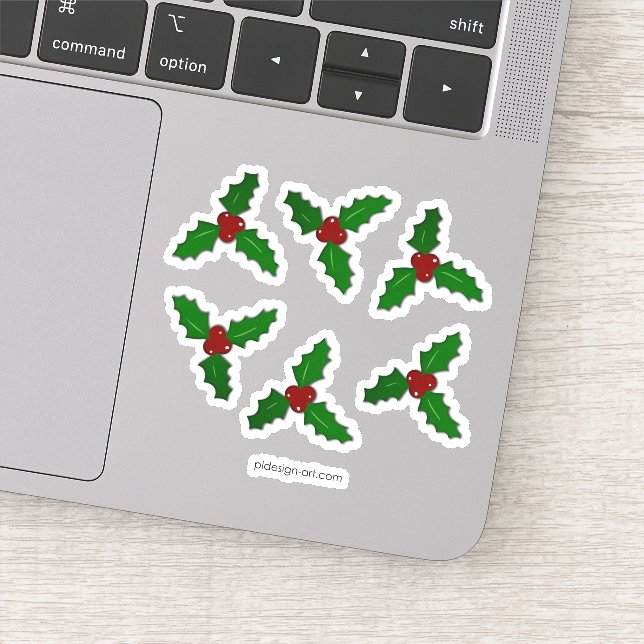 Christmas Holly twig red green holidays decor Sticker (Detail)