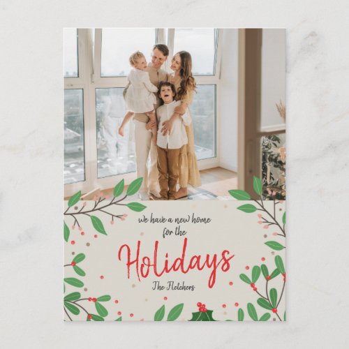 Christmas Holly Weve Moved Holiday Moving Photo Postcard