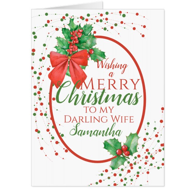 Christmas Holly Wife Oversized Card (Front)