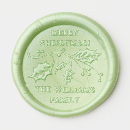 Christmas Holly Winter Season Custom Family Name Wax Seal Sticker