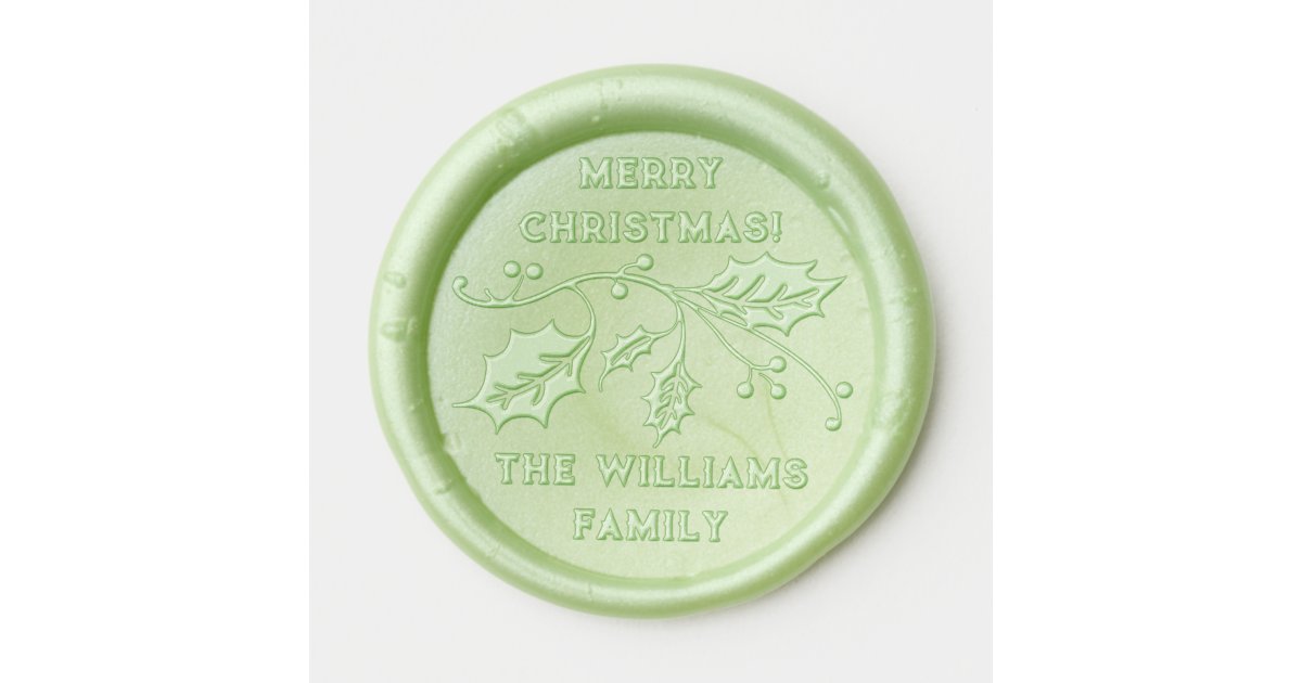 Christmas Holly Winter Season Custom Family Name Wax Seal Sticker
