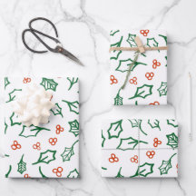 Christmas holly wrapping paper